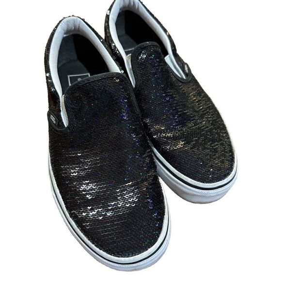 VANS OTW Black Sequin Slip On Skating Casual Shoes Sneakers Women's 5.5 - Picture 7 of 10